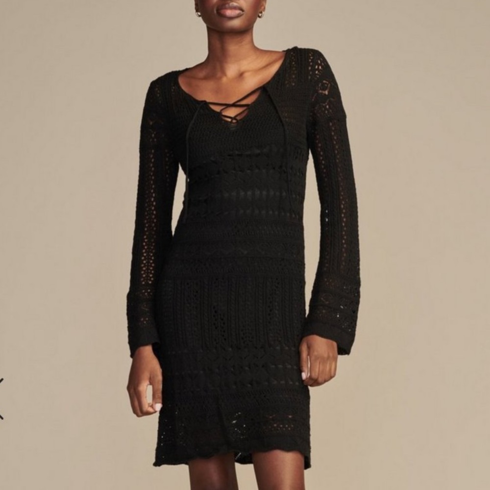 NWT Lucky Brand Black Crochet Elegant Dress Size XL/TG